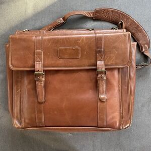 Vintage Wilsons Mens Cognac Leather Briefcase Messenger Bag Alla Moda Bellezza